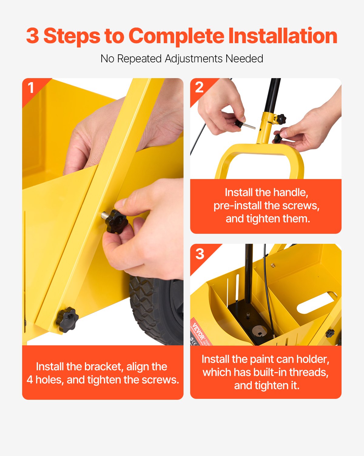 Striping Line Marking Machine, 610 x 330 x 900 mm, 4-Wheel, Heavy Duty Striping Line Machine with 56-102 mm Adjustable Width, Make Clear Edge Line for Roads, Parking Lots, Sports Field, Yellow