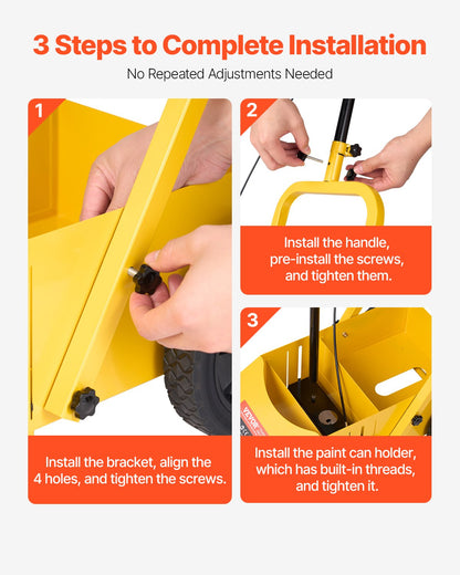 Striping Line Marking Machine, 610 x 330 x 900 mm, 4-Wheel, Heavy Duty Striping Line Machine with 56-102 mm Adjustable Width, Make Clear Edge Line for Roads, Parking Lots, Sports Field, Yellow