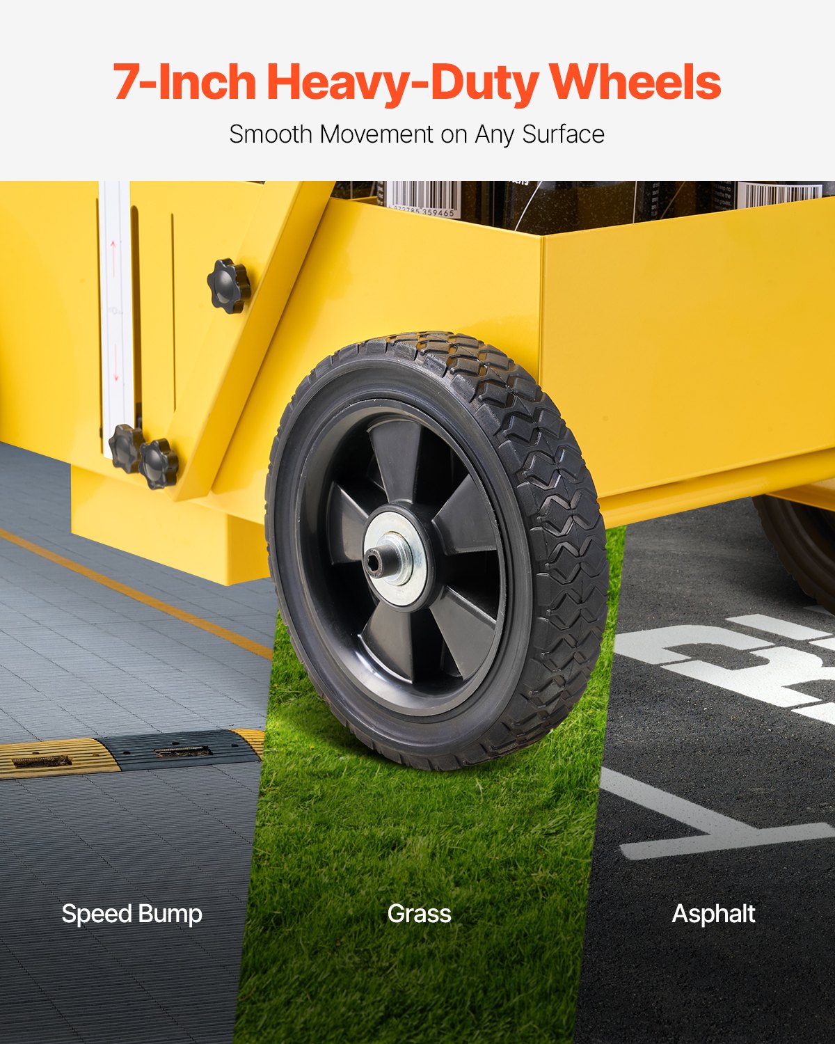 Striping Line Marking Machine, 610 x 330 x 900 mm, 4-Wheel, Heavy Duty Striping Line Machine with 56-102 mm Adjustable Width, Make Clear Edge Line for Roads, Parking Lots, Sports Field, Yellow