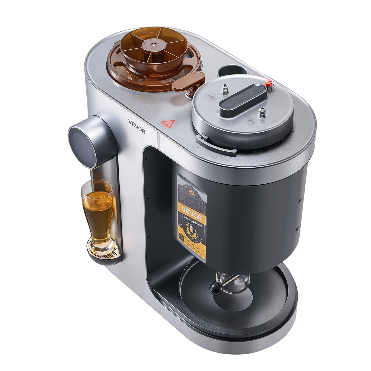 Automatic Home Beer Brewer, 13L All-in-One Home Brew Machine, 1500W Power Electric Beer Brewing Machine with Mash Boil Device, 304 Stainless Steel Inner Tank, Auto Temp & Pressure Control