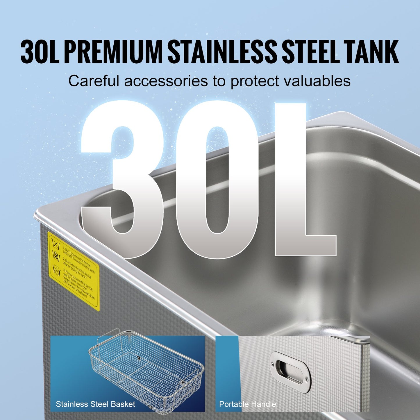 Ultrasonic Cleaner with Digital Timer & Heater, Professional Ultra Sonic Jewelry Cleaner, Stainless Steel Heated Cleaning Machine for Glasses Watch Rings Small Parts Circuit Board (30L)