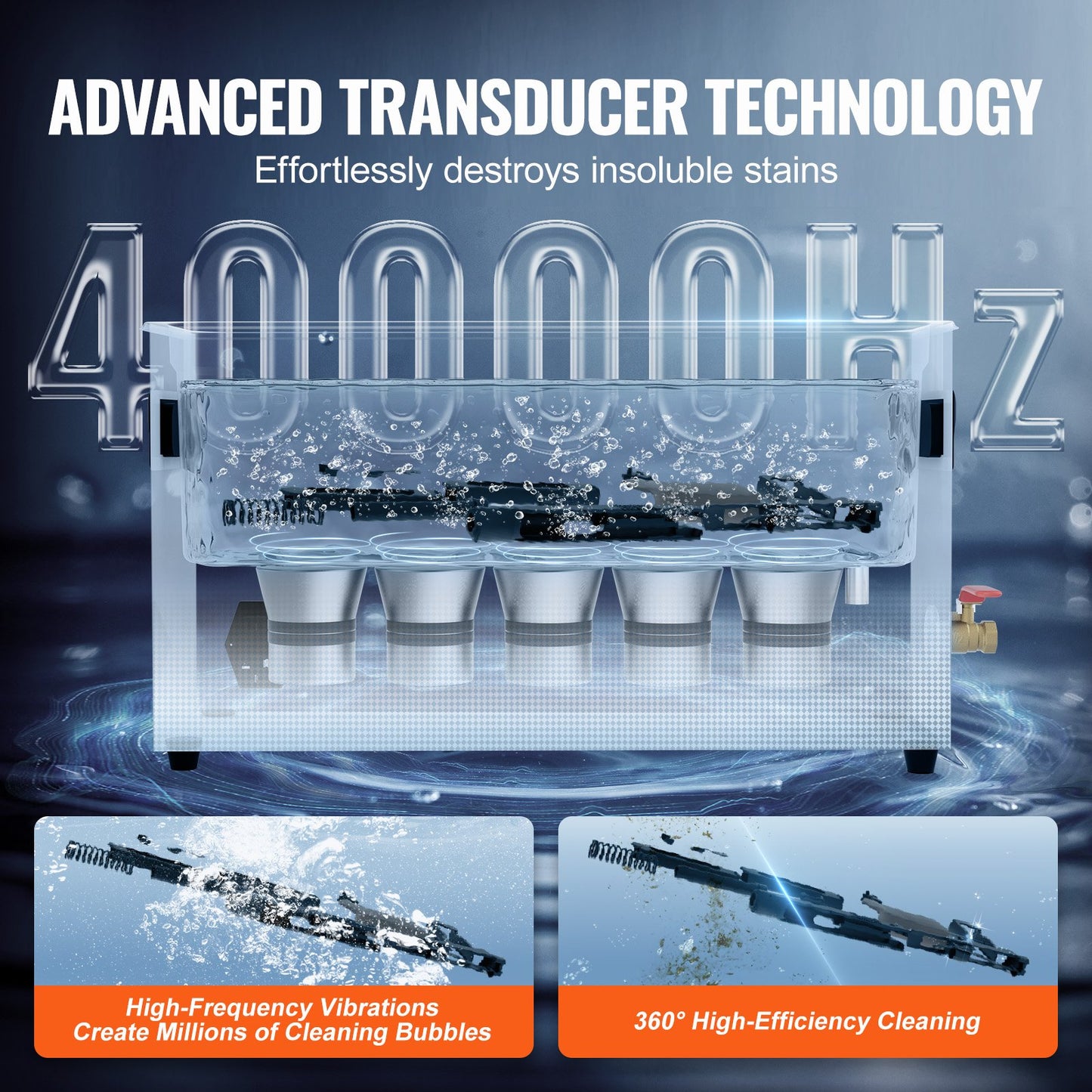 10L ultraljudsvapenrengöring, 300W professionell ultraljudsrengöringsmaskin med timer och värmare, 40kHz digital ultraljudsrengöring med korg för vapendelar, kulor, militära förnödenheter