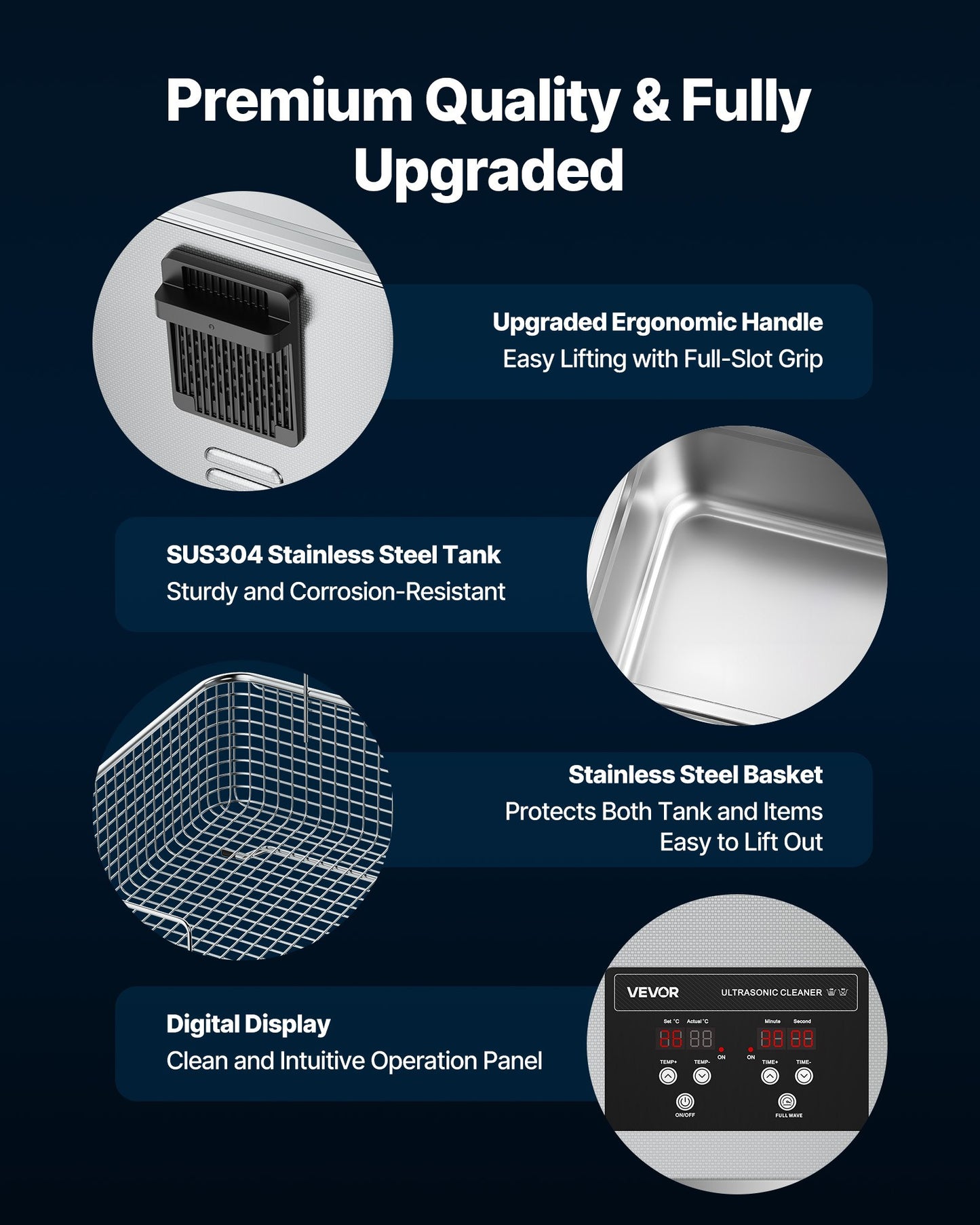 10L ultraljudsrengöring, professionell ultraljudsrengöringsmaskin med rengöringskorg och digital display, 180W rostfritt stål 40kHz rengöringsmaskin för klockor, rakhyvlar, smycken, mynt och mer