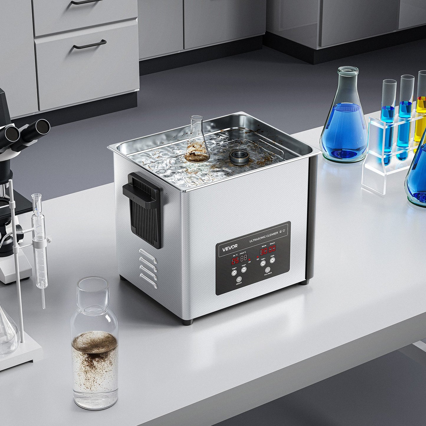 10L ultraljudsrengöring, professionell ultraljudsrengöringsmaskin med rengöringskorg och digital display, 180W rostfritt stål 40kHz rengöringsmaskin för klockor, rakhyvlar, smycken, mynt och mer