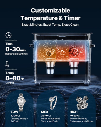 6L Ultrasonic Cleaner, Professional Ultrasonic Cleaner Machine with Cleaning Basket & Digital Display, 120W Stainless Steel 40kHz Cleaning Machine for Watches, Razors, Jewelry, Coins and More