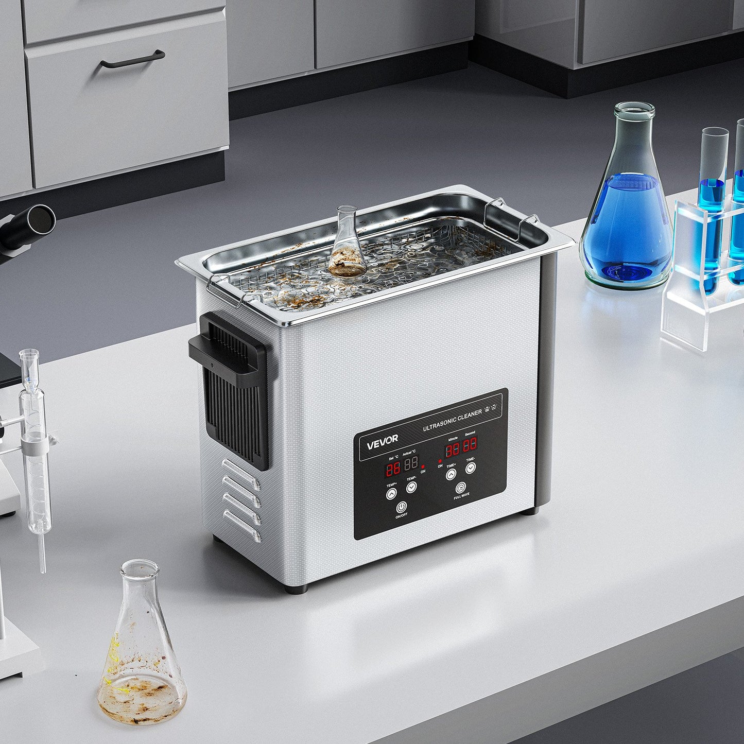 6L Ultrasonic Cleaner, Professional Ultrasonic Cleaner Machine with Cleaning Basket & Digital Display, 120W Stainless Steel 40kHz Cleaning Machine for Watches, Razors, Jewelry, Coins and More