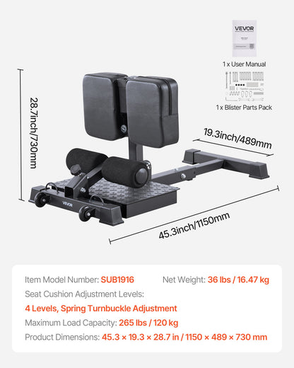 Sissy Squat Machine, Multifunktionell Djup Sissy Squat Bänk för Benmuskelträning, Enkel Uppställning &amp; Hopfällbar Core Midja &amp; Glute Träningsutrustning, Benträningsmaskin för Hemmagym, Svart