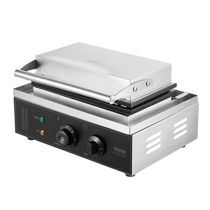 Commercial Waffle Maker, 10PCS Rectangle Waffle Baker Machine, 1550W Non-Stick Stainless Steel Belgian Waffle Iron with Temp and Time Control, Handle, for Restaurant Bakery Snack Bar Family