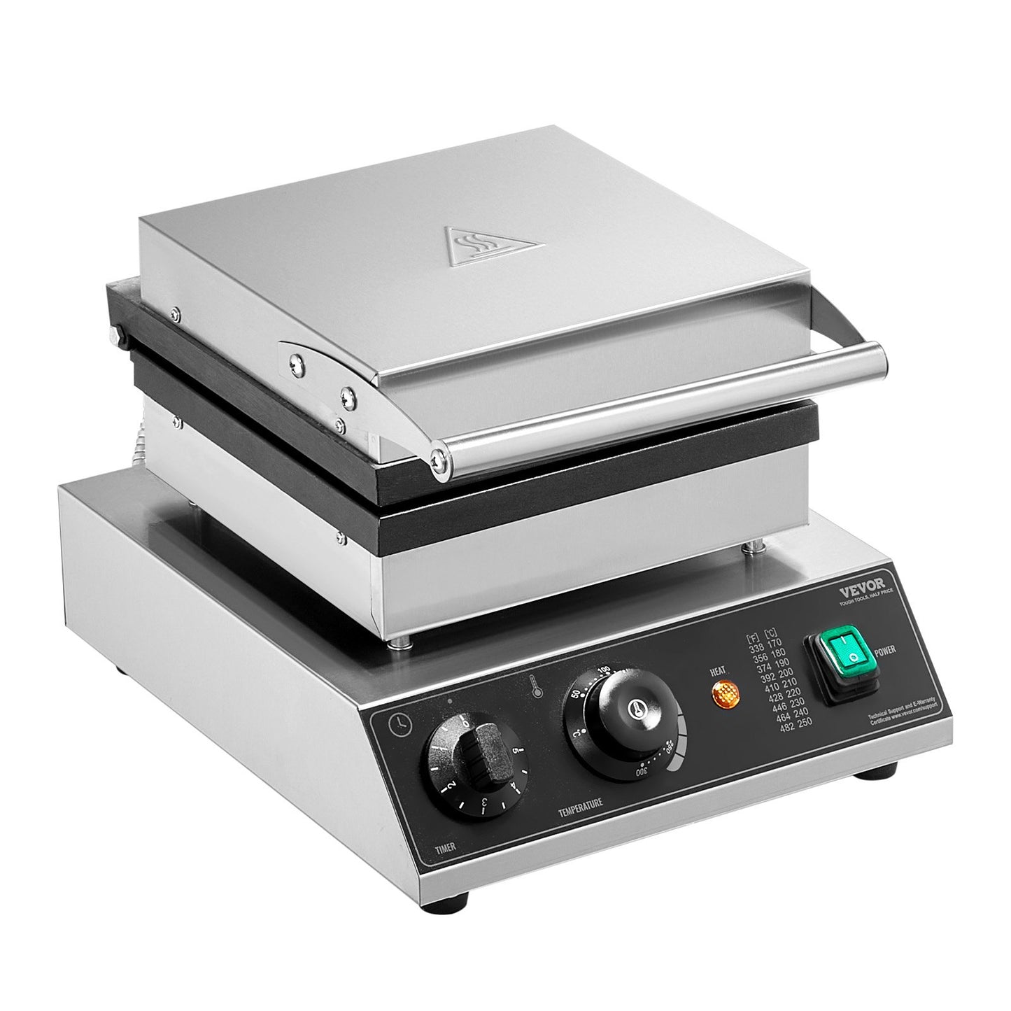 Commercial Waffle Maker, 2PCS Rectangle Waffle Baker Machine, 2000W Non-Stick Stainless Steel Belgian Waffle Iron with Temp and Time Control, Handle, for Restaurant Bakery Snack Bar Family