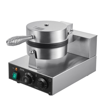 Commercial Waffle Maker, 1230W Round Waffle Baker Machine, Non-Stick Stainless Steel Belgian Waffle Iron with Temperature and Time Control, Handle, for Restaurant Bakery Snack Bar Family