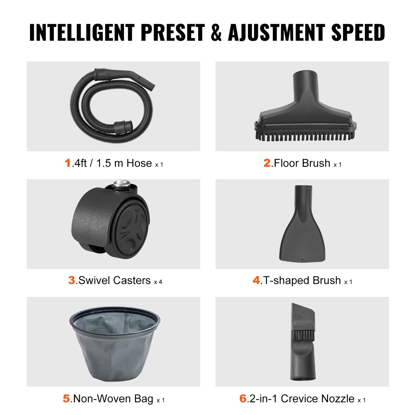 Wet/Dry Shop Vacuum, 10L 2 Peak HP, Efficient Suction & Blower w/ Nozzle,Casters, Portable Shop Vacuum with Attachments, Lightweight Shop Vac Ideal for Carpet, Debris, Pet Hair, Yellow