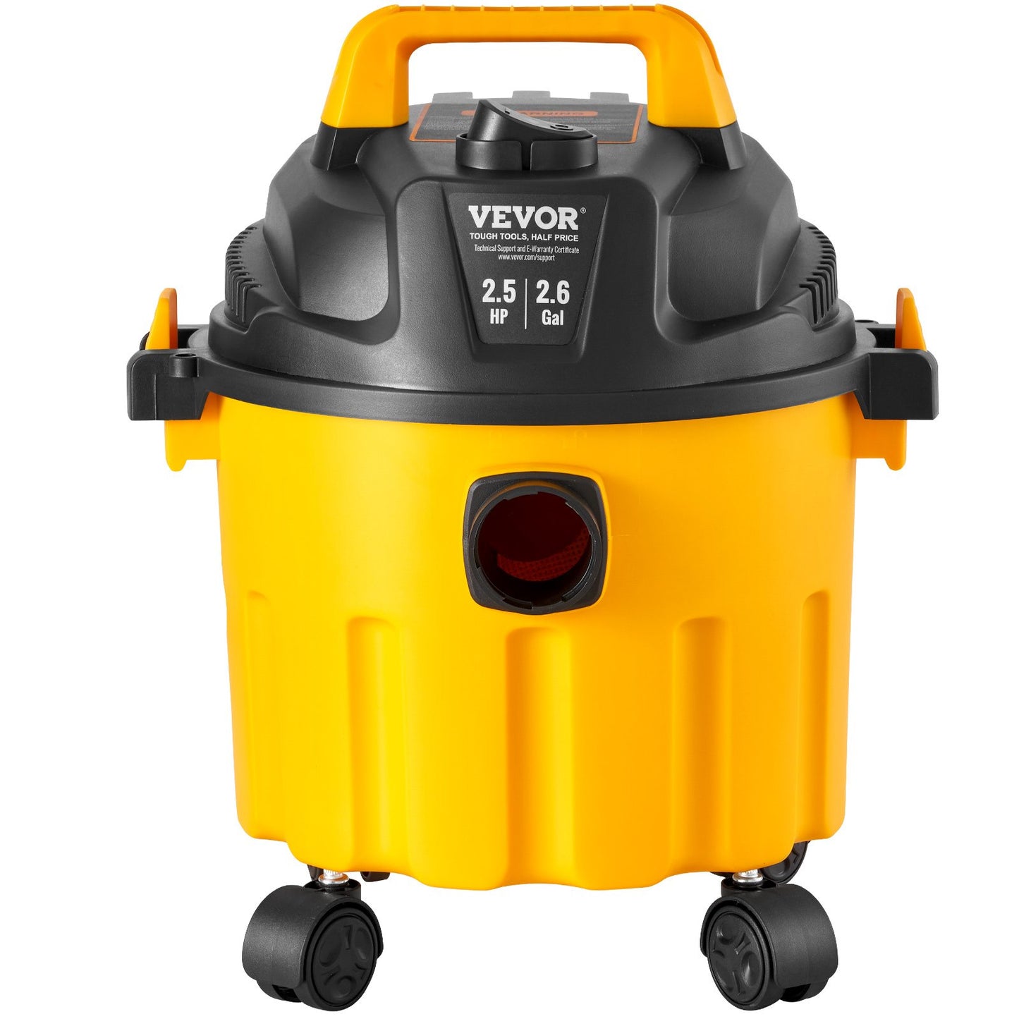 Wet/Dry Shop Vacuum, 10L 2 Peak HP, Efficient Suction & Blower w/ Nozzle,Casters, Portable Shop Vacuum with Attachments, Lightweight Shop Vac Ideal for Carpet, Debris, Pet Hair, Yellow