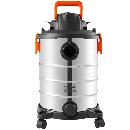 Stainless Steel Wet Dry Shop Vacuum, 8 Gallon 6 Peak HP Wet/Dry Vac, Powerful Suction with Blower Function with Attachments 2-in-1 Crevice Nozzle, Small Shop Vac Perfect for Carpet Debris, Pet Hair, Car