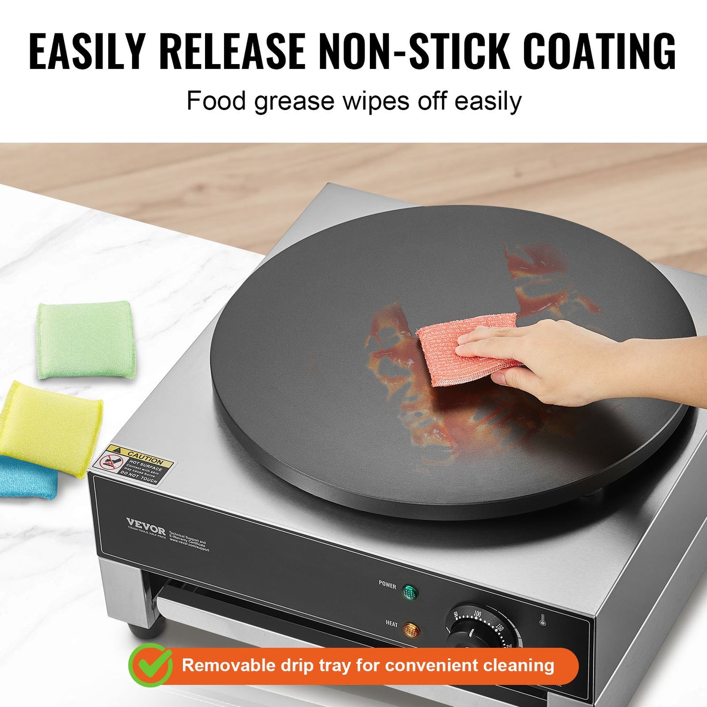 Electric Crepe Maker, 16-Inch Commercial Crepe Machine, 3000W Flat Plate Crepe Griddle, Nonstick Stainless Steel Pancake Making Machine, Desktop Circular Cereals Pancake Stove with Temp Control