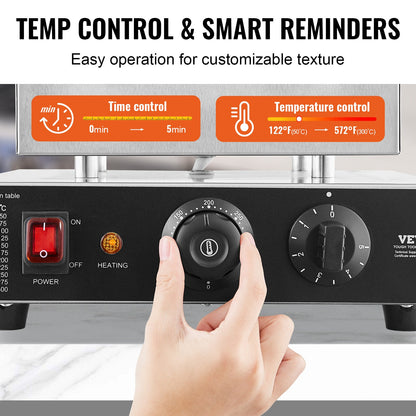 Holländsk pannkaksjärn, 9 delar 76 mm diameter Dorayaki-bagarmaskin, 850 W kommersiell elektrisk poffertjesgrill, non-stick rostfritt stål, temperatur- och tidskontroll, för hemmakök, restaurang, snackbar