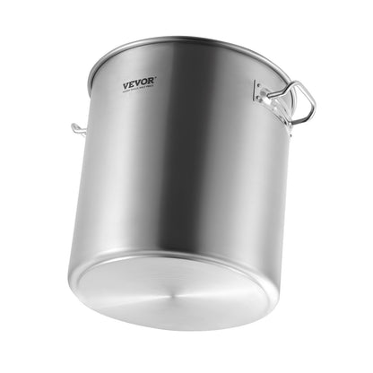 Rostfritt stålgryta, 24 liters kokkärl, kokkärl med lock och handtag, kraftig gryta av kommersiell kvalitet, slipbehandling, för ångkokning, kokning eller stekning, silver