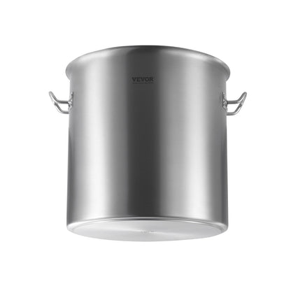 Rostfritt stålbuljongkastrull, 53 liter stora kokkärl, kokkärl med lock och handtag, kraftig kommersiell buljongkastrull, slipbehandling, för stora sällskap och evenemang, silver