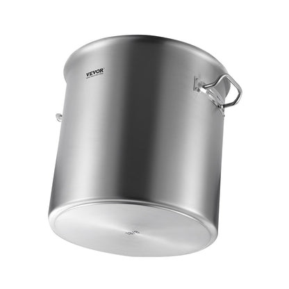 Rostfritt stålbuljongkastrull, 53 liter stora kokkärl, kokkärl med lock och handtag, kraftig kommersiell buljongkastrull, slipbehandling, för stora sällskap och evenemang, silver