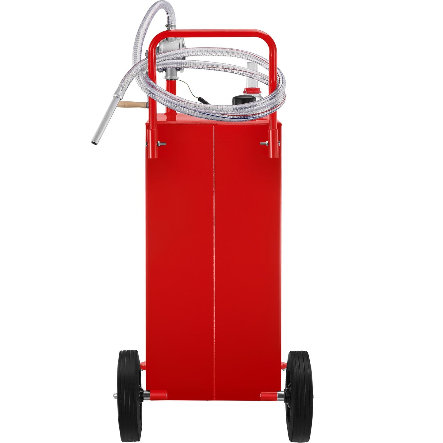 30 Gallon Fuel Caddy, Gas Storage Tank & 4 Wheels, with Manuel Transfer Pump, Gasoline Diesel Fuel Container for Cars, Lawn Mowers, ATVs, Boats, More, Red