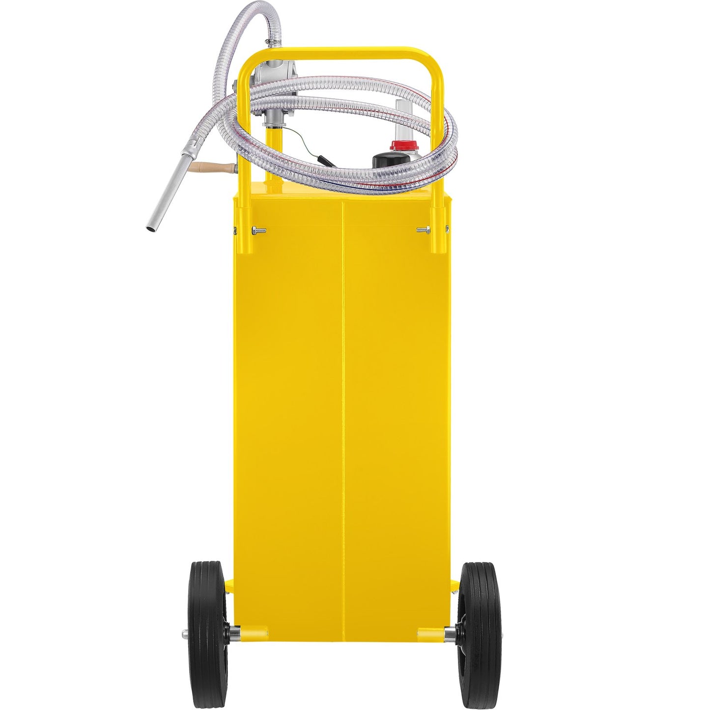 Fuel Caddy, 35 Gallon, Gas Storage Tank on 4 Wheels, with Manuel Transfer Pump, Gasoline Diesel Fuel Container for Cars, Lawn Mowers, ATVs, Boats, More, Yellow