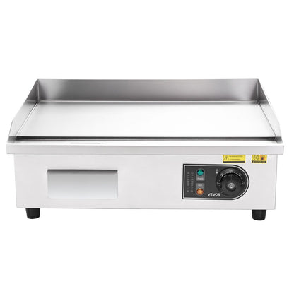 Commercial Electric Griddle, 535 x 300 mm, 3200W, 50-300°C Adjustable Temp Control, Stainless Steel Countertop Flat Top Grill with 2 Spatulas, 2 Brushes and 4 Foot Pads, for Steak, Pancake
