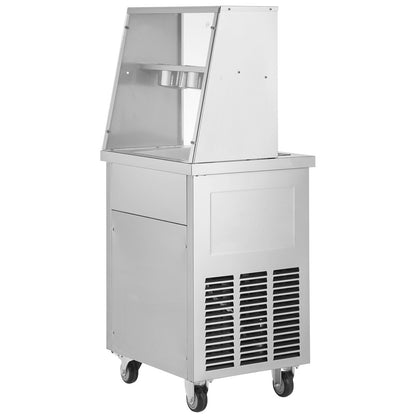 Fried Ice Cream Roll Machine, 13.8" x 13.8" Square Stir-Fried Ice Cream Pan, Stainless Steel Commercial Rolled Ice Cream Maker with Compressor and 2 Scrapers, for Making Ice Cream, Frozen Yogurt