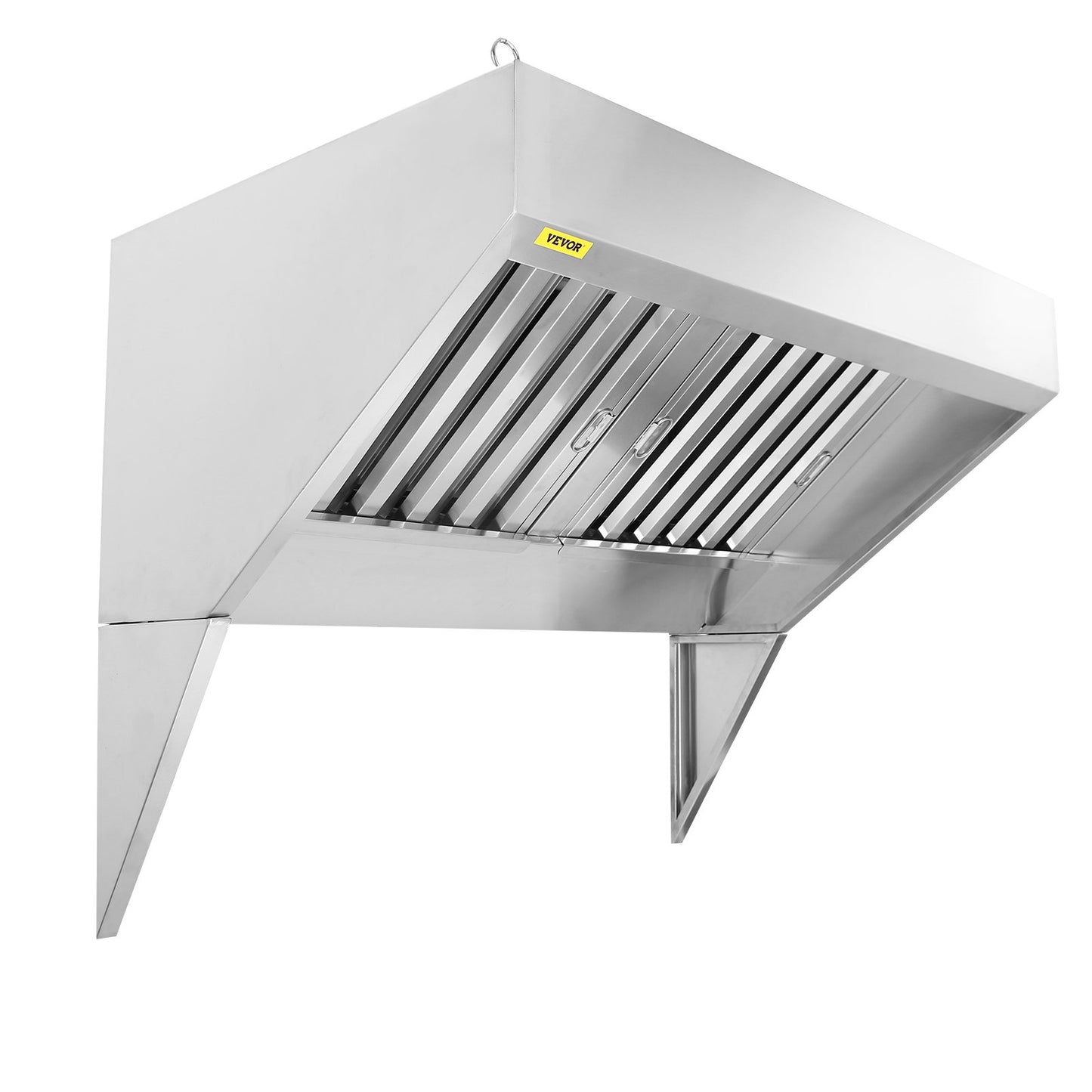 Commercial Exhaust Hood, 1.5 m Food Truck Hood Exhaust, 201 Stainless Steel Concession Trailer Hood with 2 Detachable U-shaped Grid Oil Filter Mesh, Rust Resistant Vent Hood for Kitchen Restaurant
