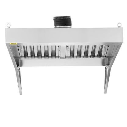 Commercial Exhaust Hood, 1.5 m Food Truck Hood Exhaust, 201 Stainless Steel Concession Trailer Hood with 2 Detachable U-shaped Grid Oil Filter Mesh, Rust Resistant Vent Hood for Kitchen Restaurant