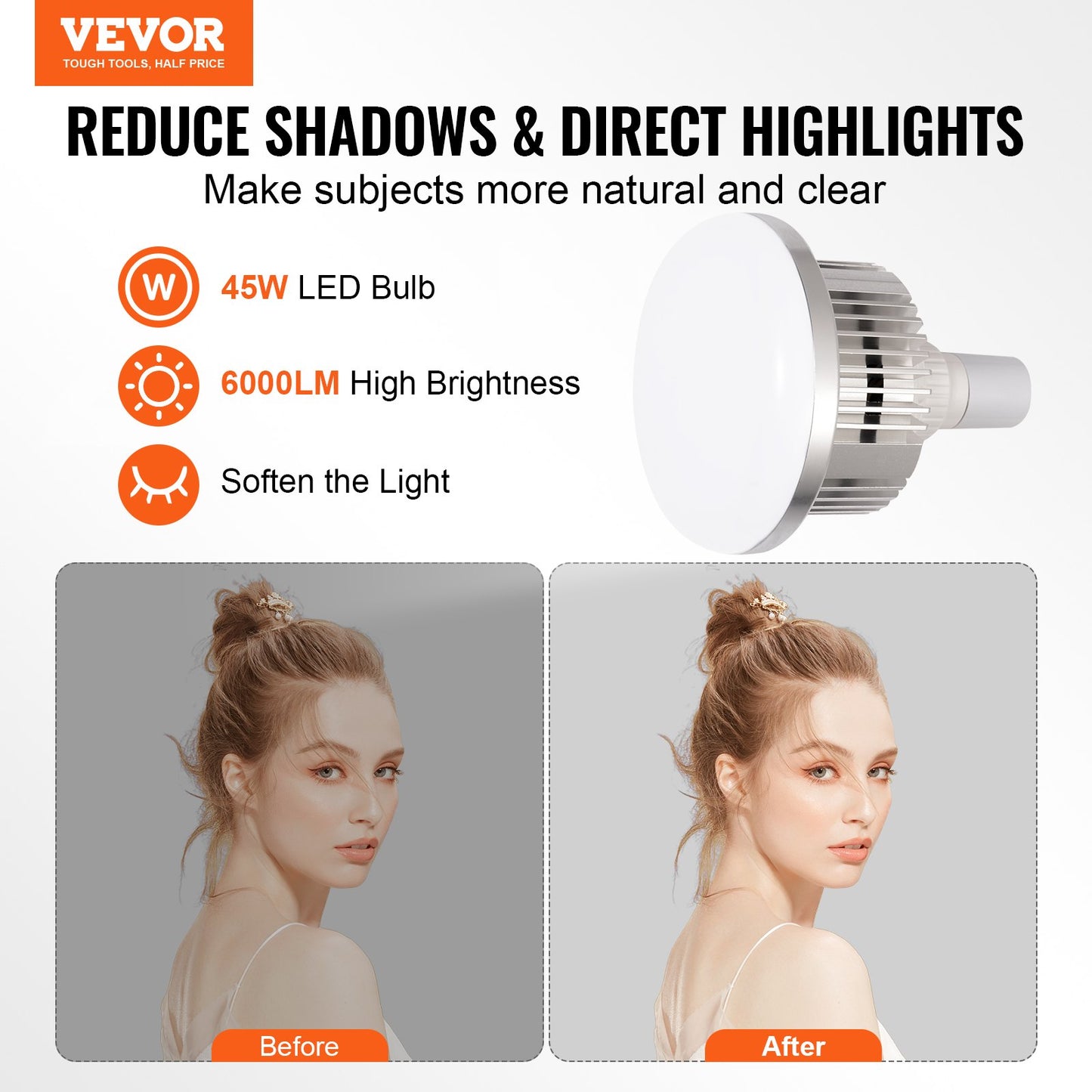 Softboxbelysningskit 50x70 cm / 20x28 tum 45W 3000-6500K LED-lampor för fotografering