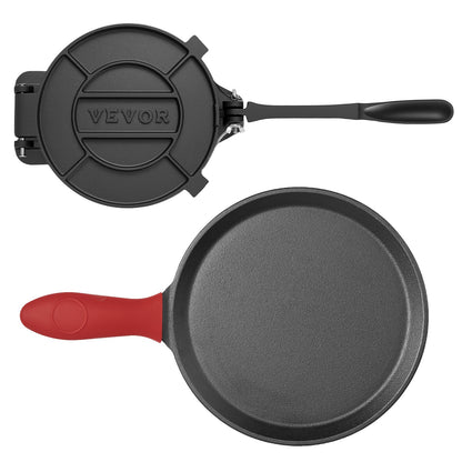 Tortilla Press, 8 Inch Cast Iron Tortilla and Roti Maker, Heavy Duty Tortilladora Press, Pataconera Makers with Handle and 100 Pcs Parchment Paper, Dough Taco Press for Flour Tortilla, Tawa