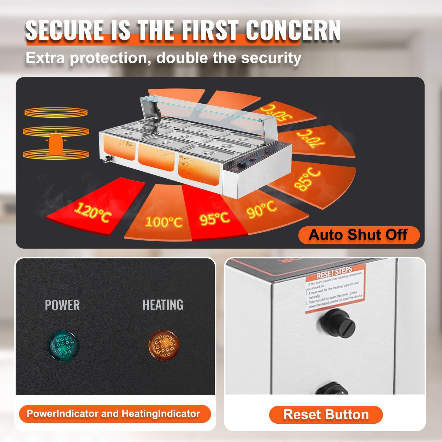 9-Pan Commercial Food Warmer, 9 x 5QT Electric Steam Table with Glass Cover, 1500W Countertop Stainless Steel Buffet Bain Marie 86-185°F Temp Control for Catering, Restaurants, Silver