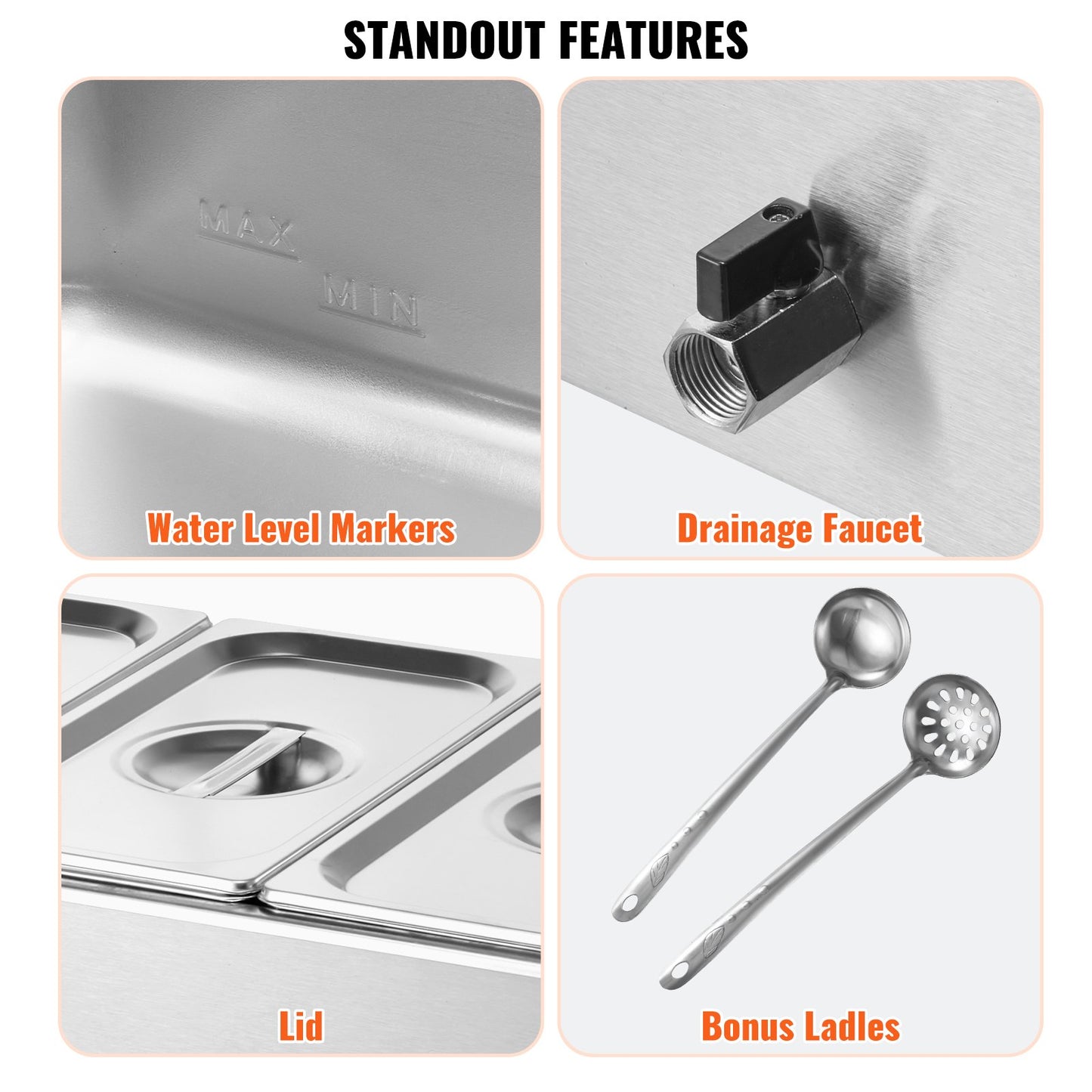 3-Pan Commercial Food Warmer, 16.5L Electric Steam Table, 1200W Professional Countertop Stainless Steel Buffet Bain Marie with 86-185°F Temp Control for Catering and Restaurants, Silver