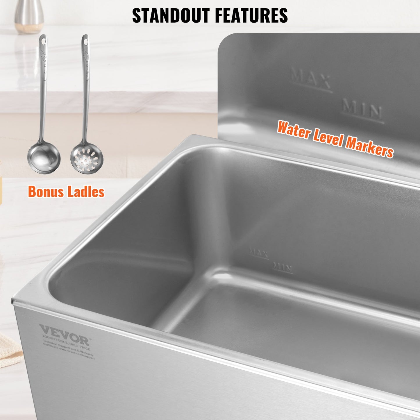 Commercial Food Warmer 18L Bain Marie 1200W Electric Buffet Warmer Steam Table Food Warmer Countertop Stainless Steel Food Warmer Wet or Dry Use for Parties, Catering and Restaurant