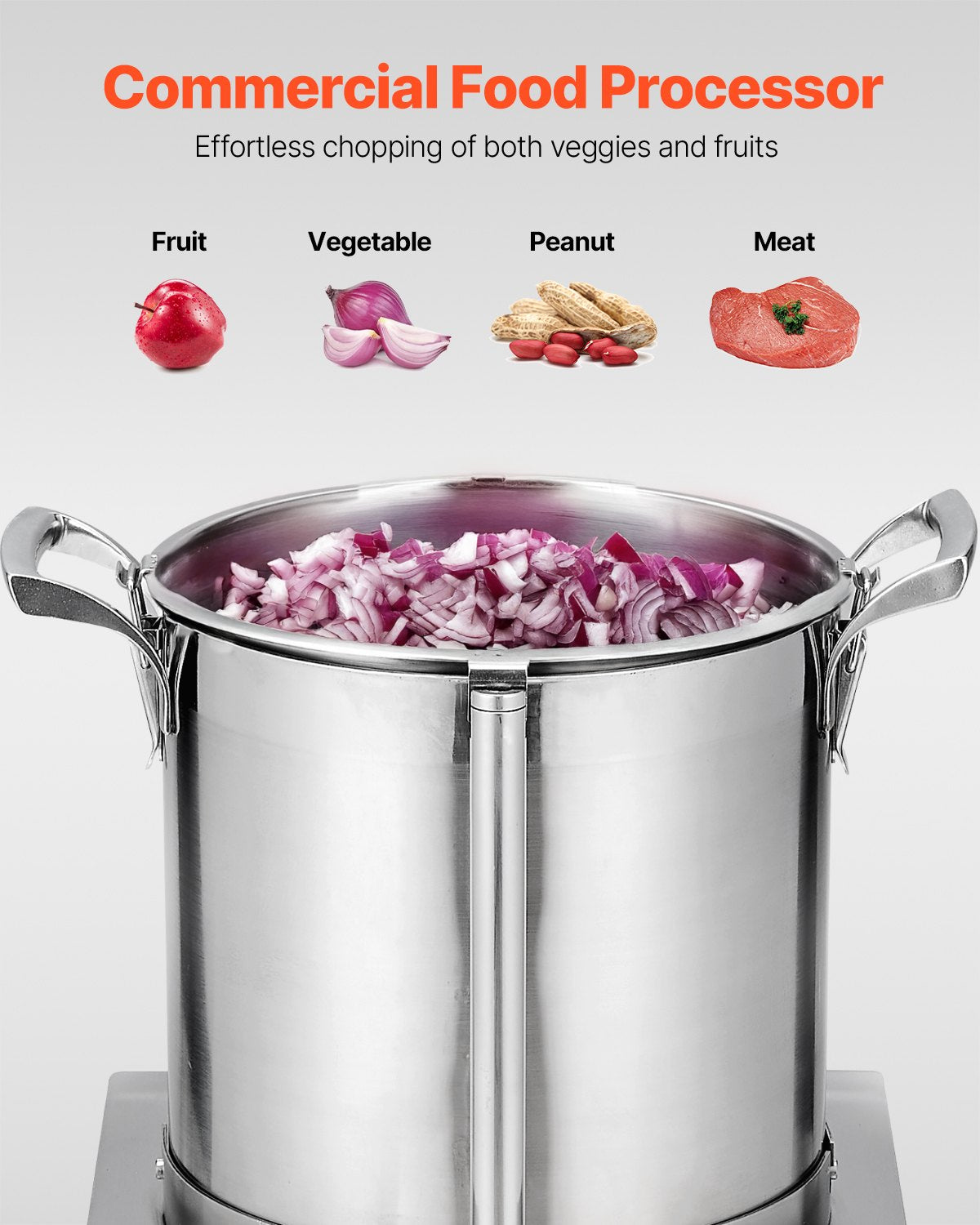 Food Processor & Vegetable Chopper, 10L Food-Grade Stainless Steel Food Processor Chopper with 2 Extra S-Curve Blades, Ideal for Chopping Vegetables, Fruit, Grains, Nuts