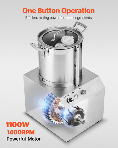 Food Processor & Vegetable Chopper, 10L Food-Grade Stainless Steel Food Processor Chopper with 2 Extra S-Curve Blades, Ideal for Chopping Vegetables, Fruit, Grains, Nuts