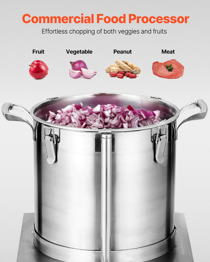 Food Processor & Vegetable Chopper, 15L Food-Grade Stainless Steel Food Processor Chopper with 2 Extra S-Curve Blades, Ideal for Chopping Vegetables, Fruit, Grains, Nuts