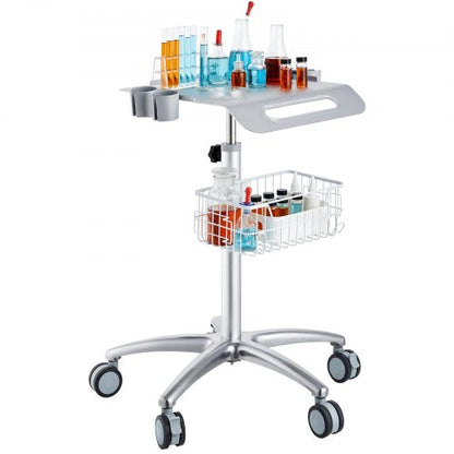 Medical Cart, Salon Cart with Wheels, Mobile Trolley Cart 680-1090 mm Height Adjustable, Metal Salon Stations for Hair Stylist, Rolling Desktop Lab Cart for Clinic, Beauty and Salon