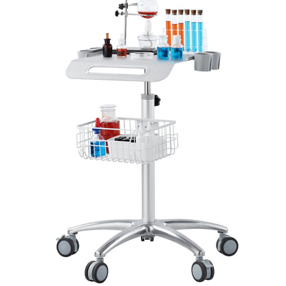 Medical Cart, Salon Cart with Wheels, Mobile Trolley Cart 680-1090 mm Height Adjustable, Metal Salon Stations for Hair Stylist, Rolling Desktop Lab Cart for Clinic, Beauty and Salon