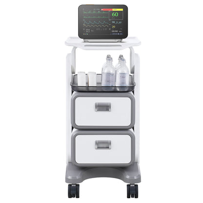 3 Tiers Lab Carts, Lab Utility Cart with 2 Drawers & 1 Top Tray, Mobile Medical Cart with ABS Material, Lab Rolling Cart with 4 Silent Wheels for Lab, Clinic, Hospital, Salon, White
