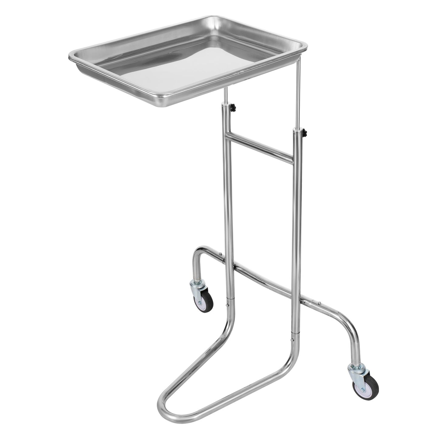 Stainless Steel Lab Carts, Lab Utility Cart with Single Tray, Mobile Medical Cart with 2 Silent Wheels, Lab Rolling Cart for Lab, Clinic, Hospital, Salon