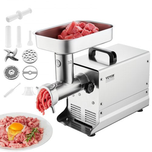 Meat Grinder, 21 Lbs/Min Capacity Electric Meat Grinders with Blade, Grinding Plate, Sausage Maker, Stainless Steel Commercial Meat Mincer for Kitchen Restaurant Butcher Store