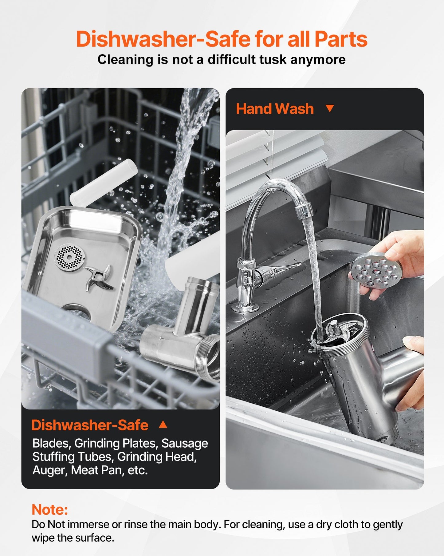 Meat Grinder, 21 Lbs/Min Capacity Electric Meat Grinders with Blade, Grinding Plate, Sausage Maker, Stainless Steel Commercial Meat Mincer for Kitchen Restaurant Butcher Store