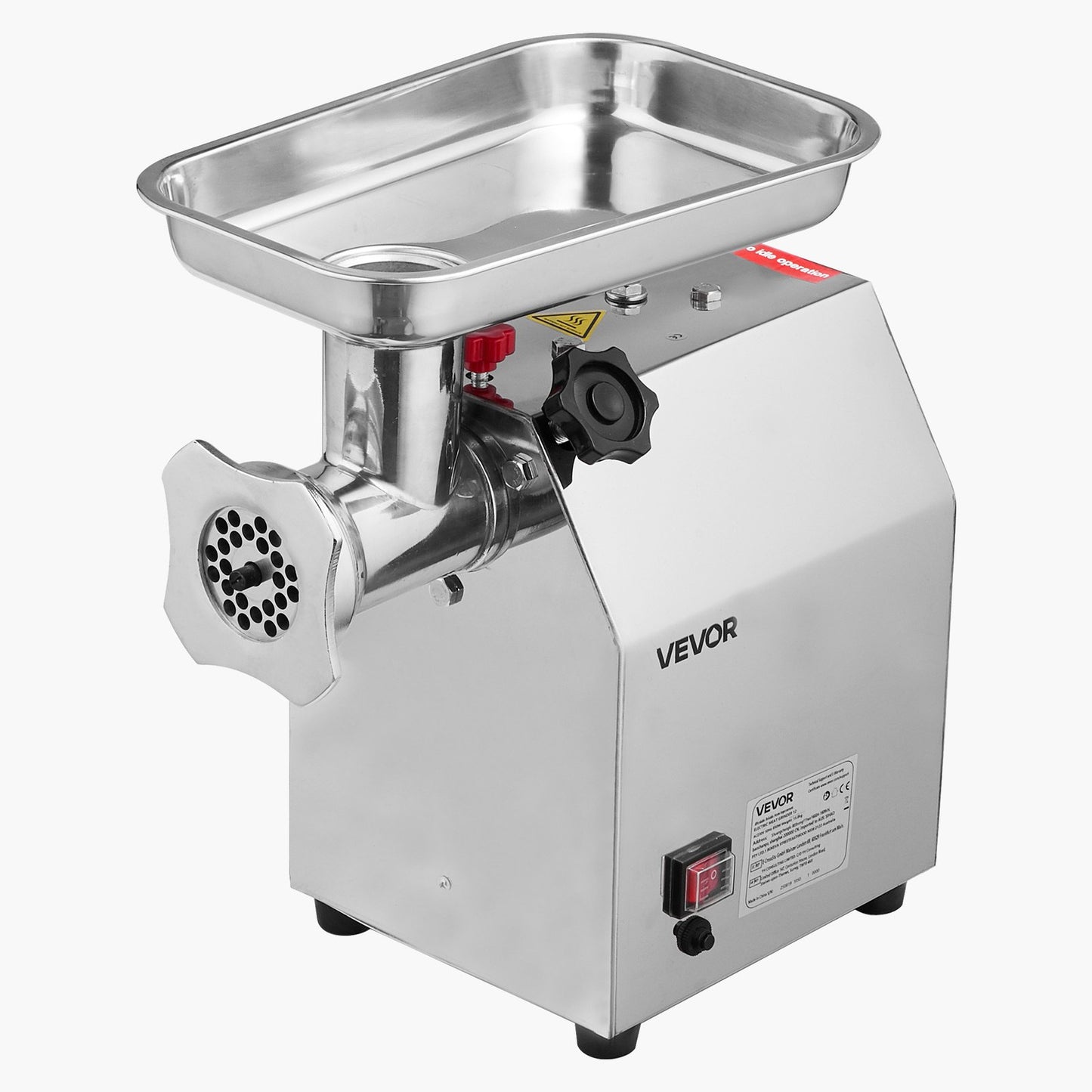 Commercial Electric Meat Grinder, 3.2 kg/min Capacity, #12 Industrial Meat Mincer with 2 Stainless Steel Blades, 2 Grinding Plates, 850W Heavy-Duty Sausage Maker, for Kitchen, Restaurant