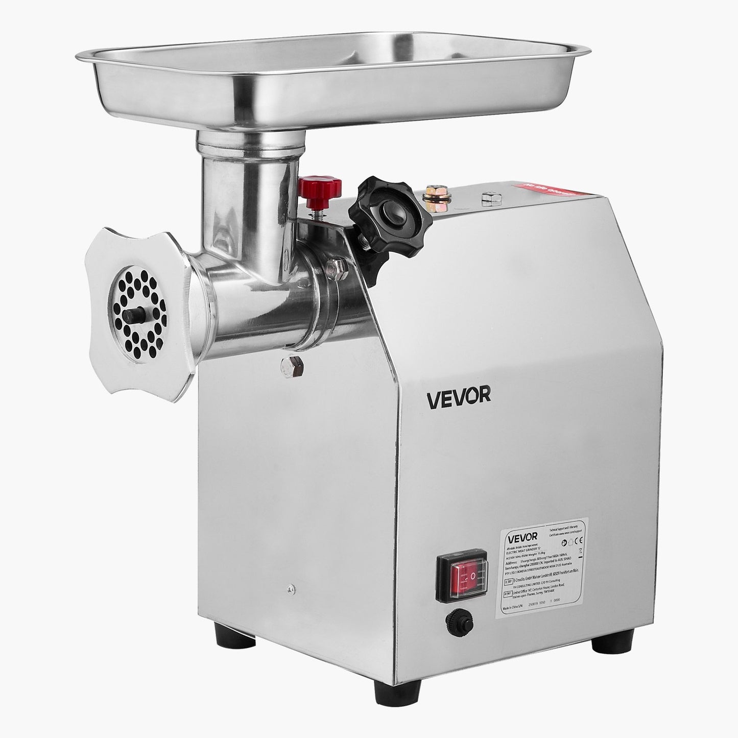 Commercial Electric Meat Grinder, 3.2 kg/min Capacity, #12 Industrial Meat Mincer with 2 Stainless Steel Blades, 2 Grinding Plates, 850W Heavy-Duty Sausage Maker, for Kitchen, Restaurant