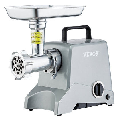 Electric Meat Grinder, 5 Lb/Min Capacity, 575W（800W MAX) Industrial Meat Mincer with Blade, Grinding Plate, Sausage Stuffing Blade and 3 Tubes, Aluminum Commercial Meat Grinder