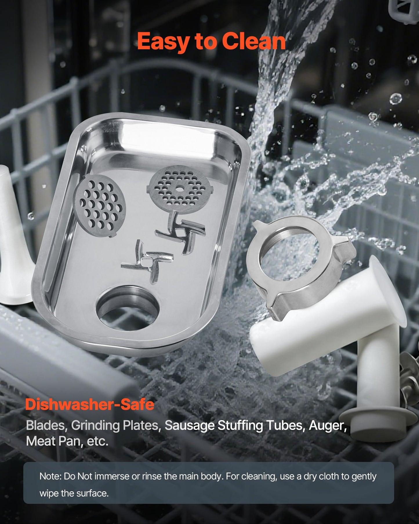 Commercial Electric Meat Grinder, 2.3 kg/min Capacity, #8 Industrial Meat Mincer with 2 Stainless Steel Blades, 2 Grinding Plates, 600W Heavy-Duty Sausage Maker, for Kitchen, Restaurant