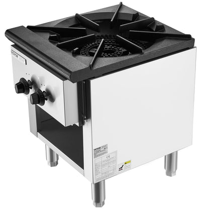 Commercial Gas Stove with Cabinet, Propane and Natural Gas Countertop Cooking Stove Range, Stainless Steel Gas Hot Plate, Commercial Cooking Equipment for Restaurant, 26KW