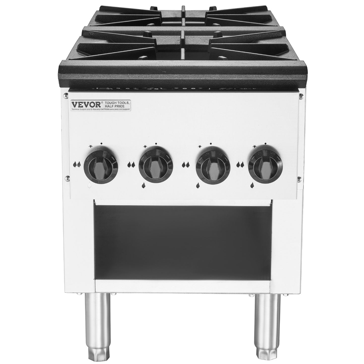 Commercial Gas Stove with 2 Burners, Propane and Natural Gas Countertop Cooking Stove Range, Stainless Steel Gas Hot Plate, Commercial Cooking Equipment for Restaurant, 52KW