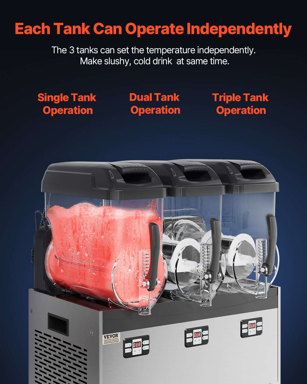 Commercial Slushy Machine, 12Lx3 Triple Tank Frozen Drink Machine, 144 Cups Stainless Steel Margarita Smoothie Frozen Drink Maker, Slushie Maker for Home Party Restaurants Cafe Bars