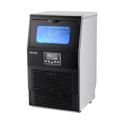 Commercial Ice Maker Machine, 40.82 kg/24h with 5.44kg Storage, 32 Cubes per Cycle, Stainless Steel Freestanding & Countertop Ice Maker with LED Display & Self-Cleaning, for Home Bar Restaurant
